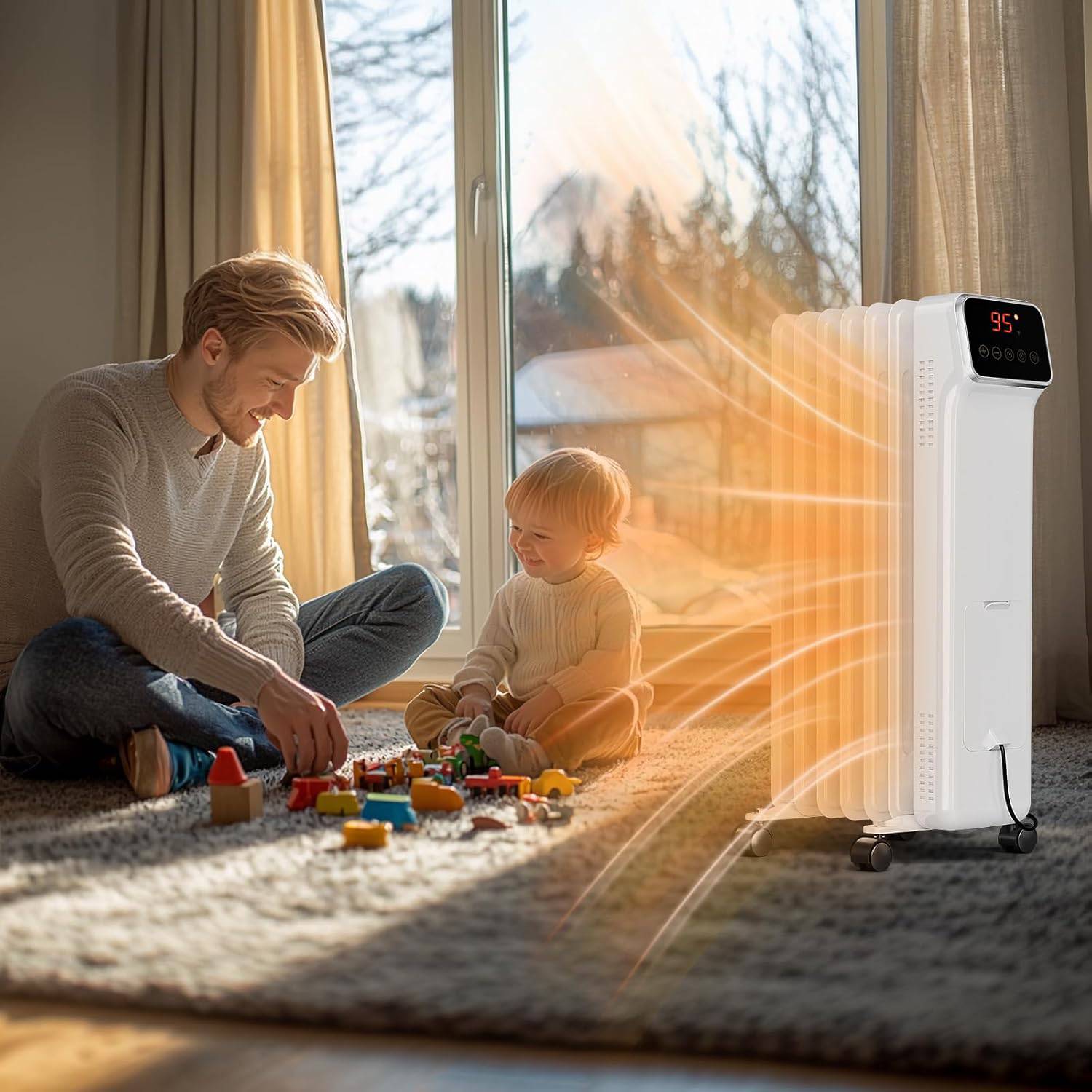 Alt View 8. Winado - Oil Filled Radiator Heater, 1500W Portable Space Heater with Adjustable Thermostat,Remote &APP Control, Tip-Over Protect - White.