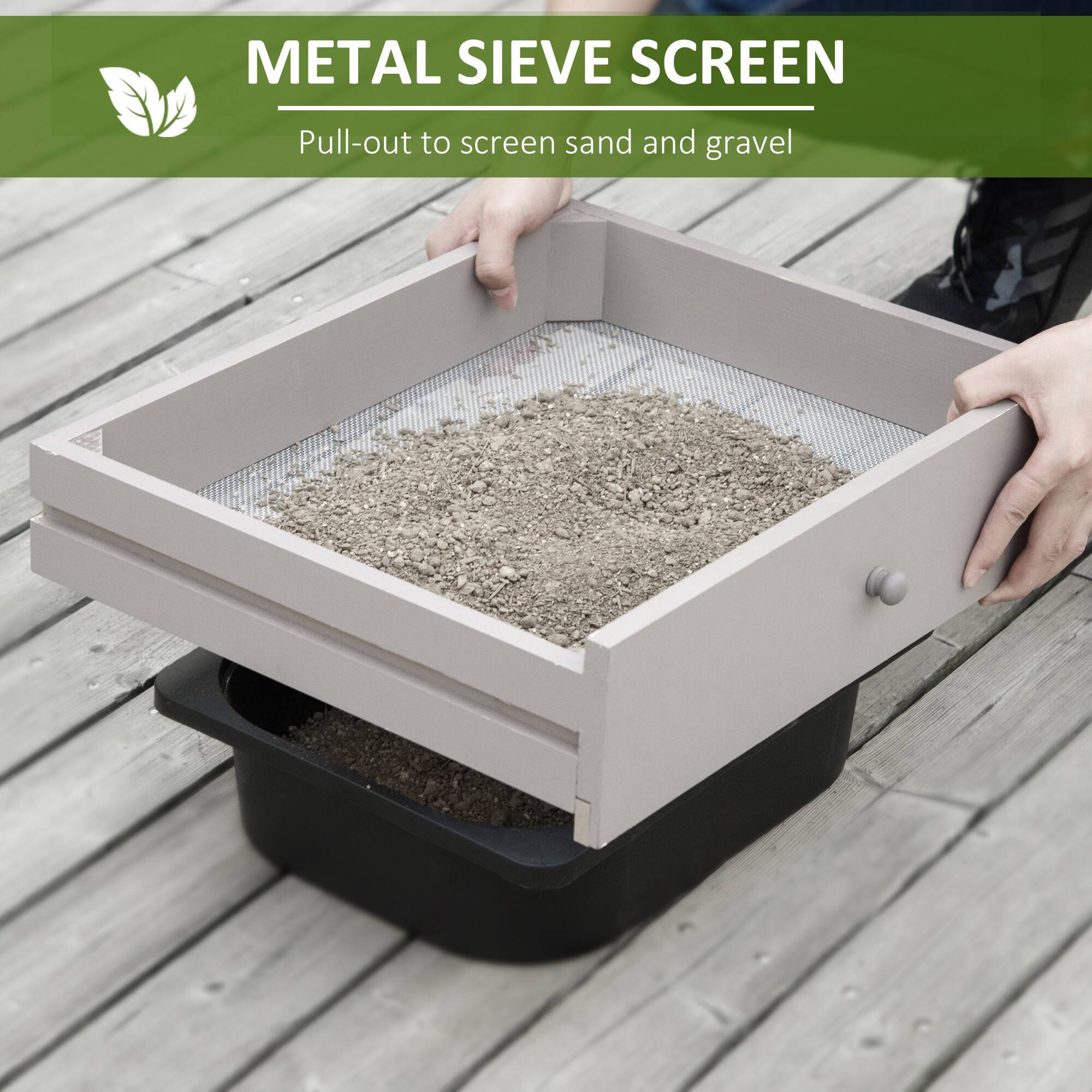 METAL SIEVE SCREEN  
Pull-out to screen sand and gravel