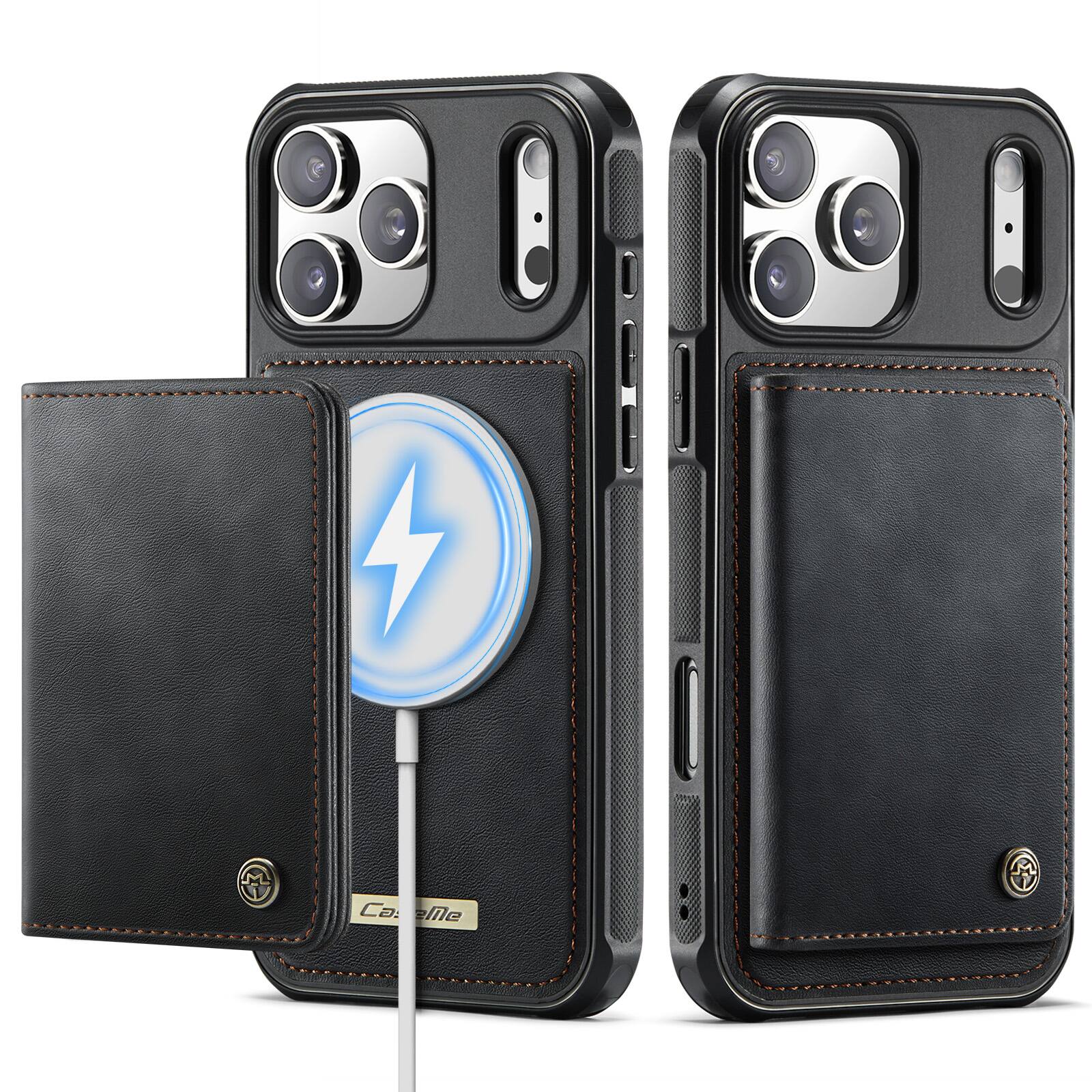 Alt View 3. UUCOVER - Detachable Wallet Magnetic Case for Apple iPhone 17 Pro Leather+TPU Card Slots RFID Blocking Mag Safe Stand Cover - Black.