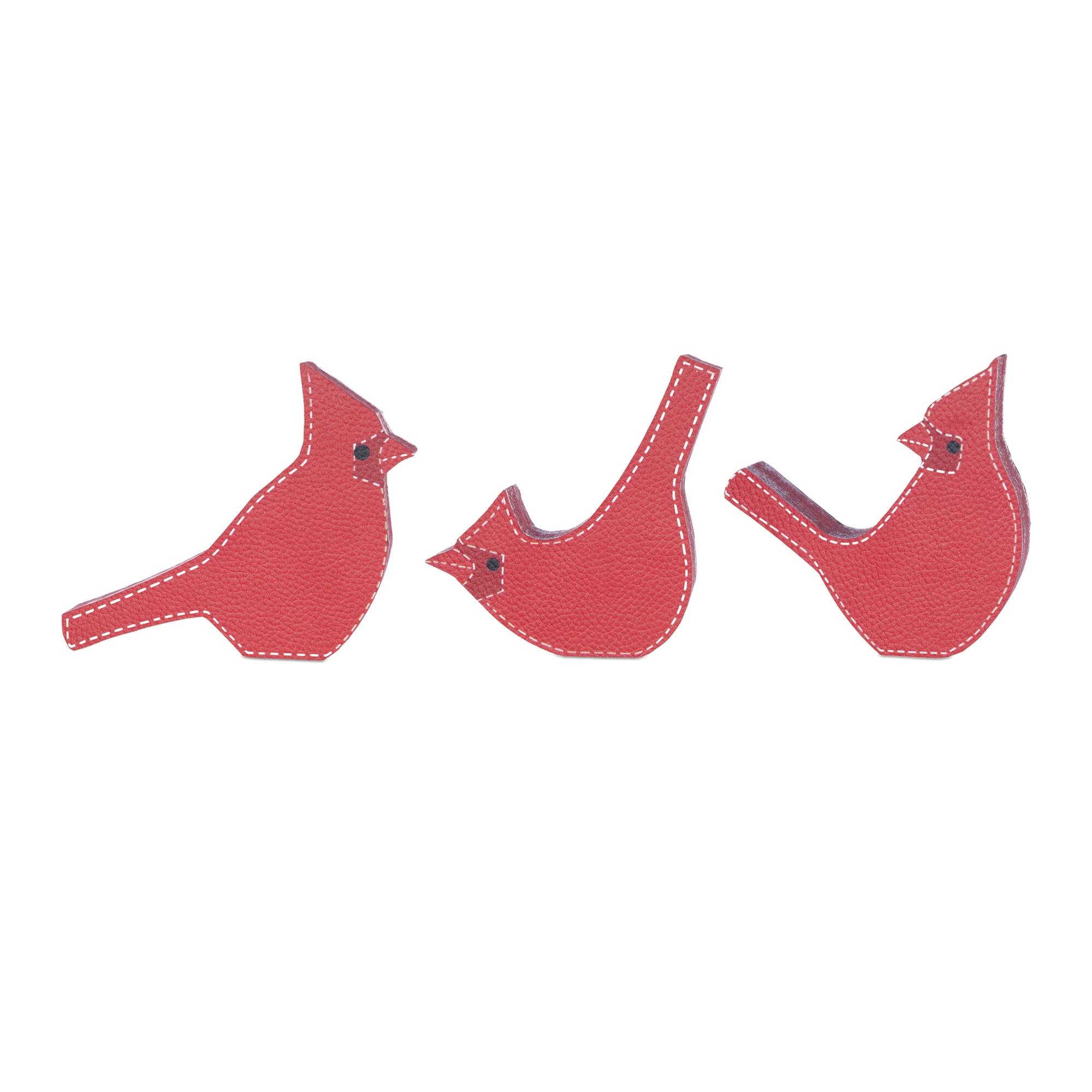 Front. BreeBe - Cardinal Bird Shelf Sitter (Set of 3) - Red.