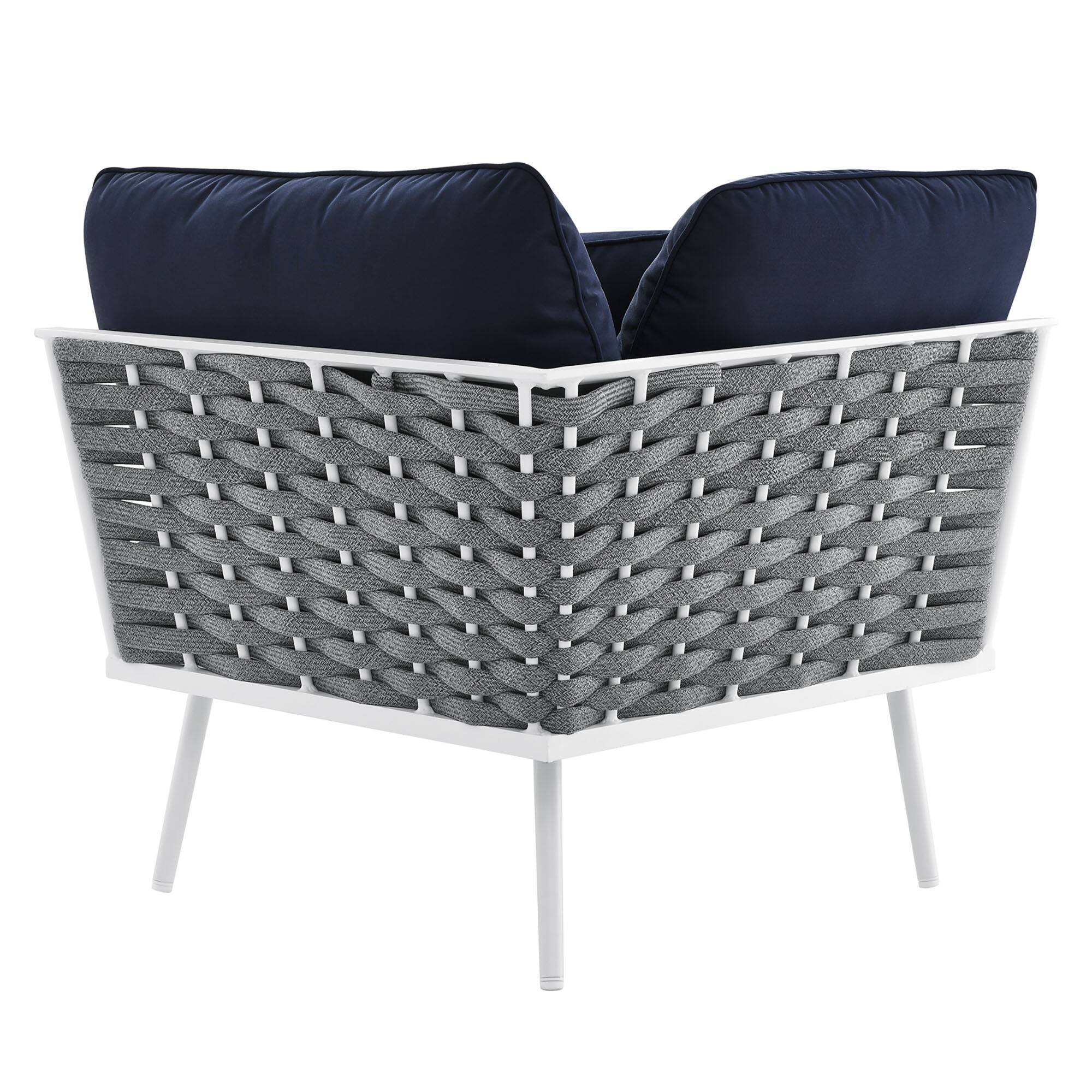 Alt View 1. Modway - Stance Outdoor Patio Aluminum Corner Chair by Modway - White Navy.