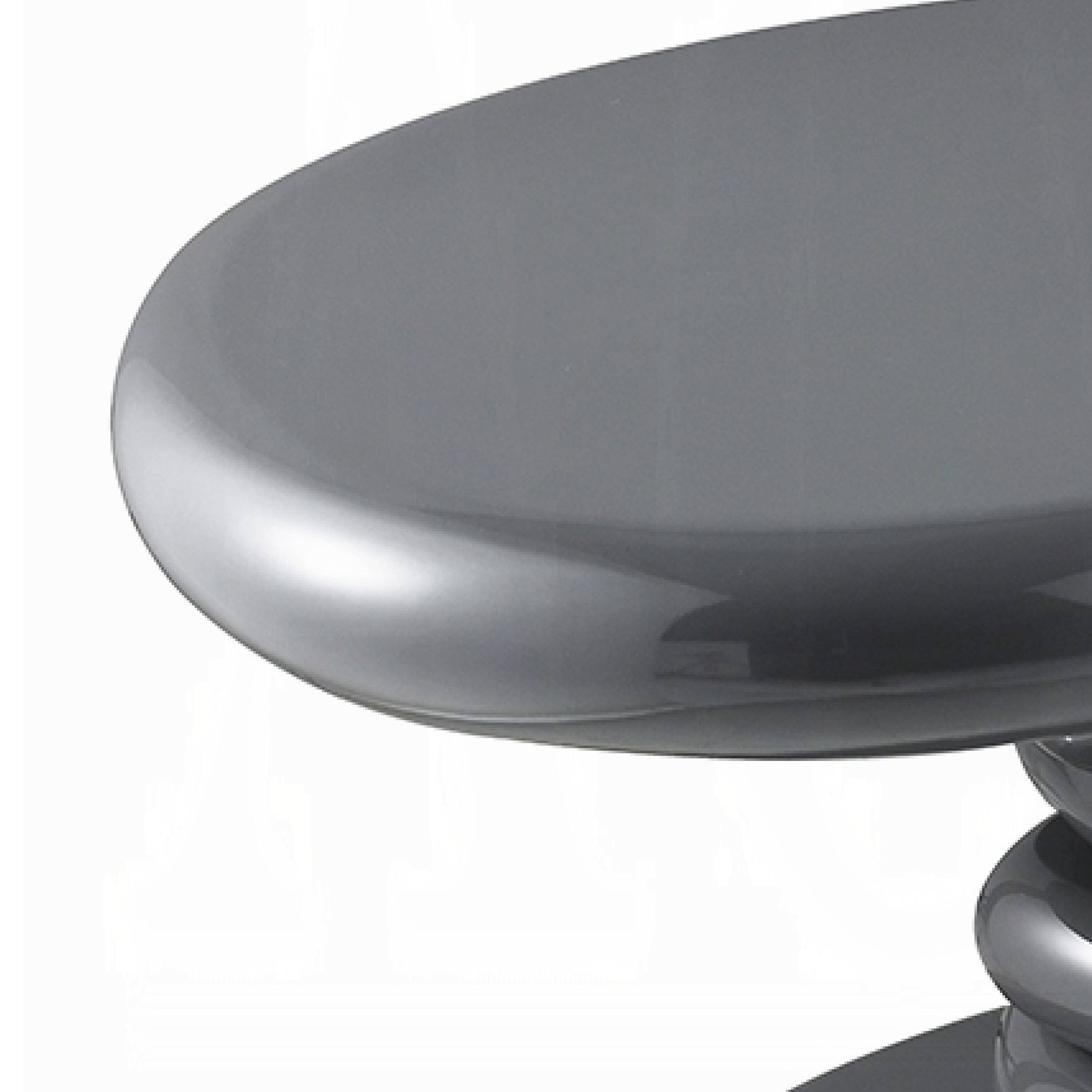 Alt View 3. Manhattan Lane - Fory End Table, 30 Inch Asymmetric Stacked Pebble Base, High Gloss Gray - Gray.