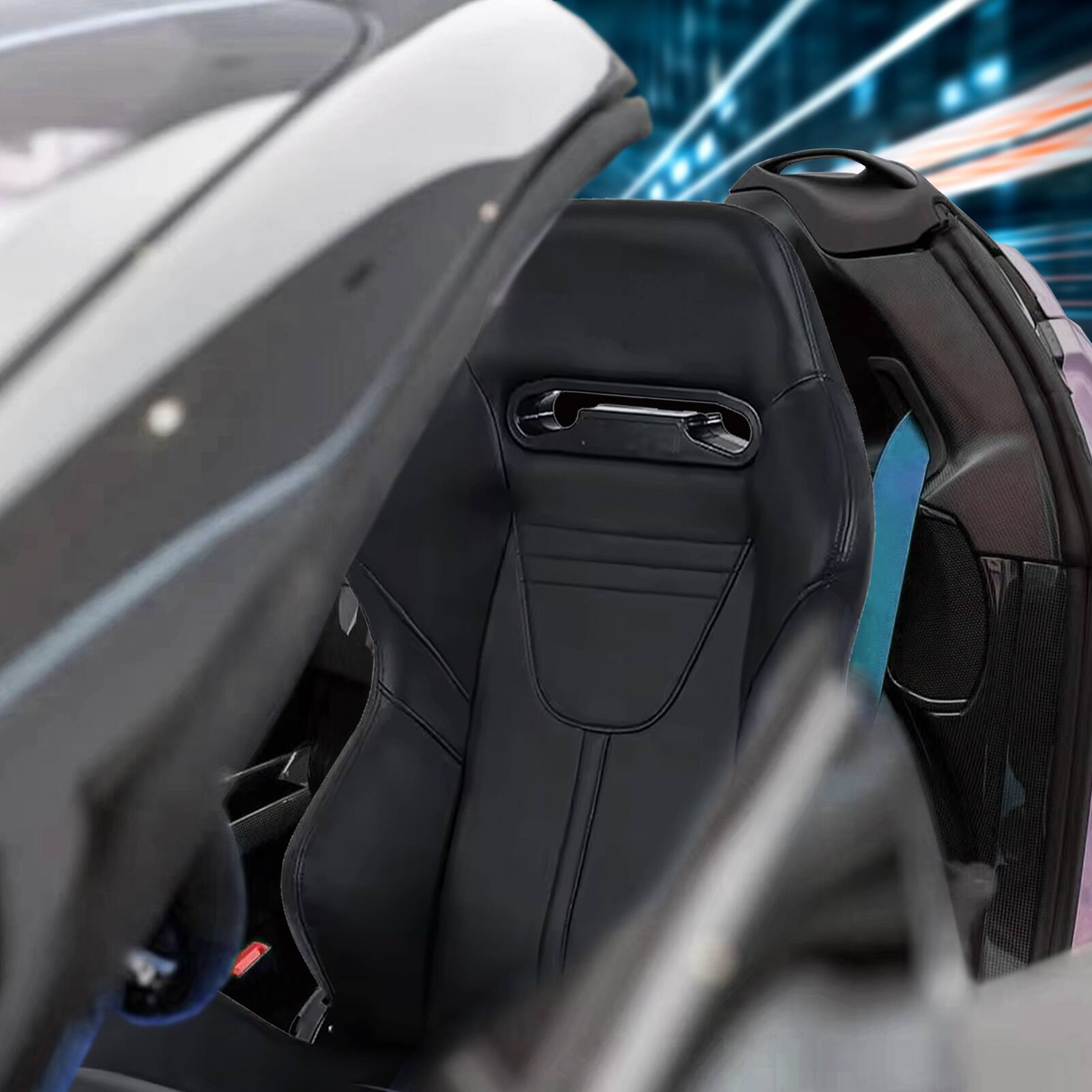 Front. LOVMOR - 2-Piece Universal Racing Seat Set with Dual Lock Sliders, 90 to 180 Recline, Brackets Not Included - Black.