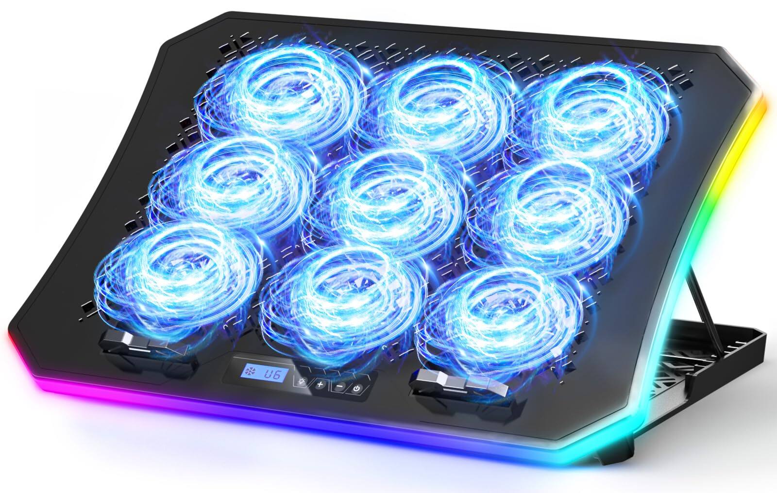 Front. HongFei - KeiBn Upgraded Gaming Laptop Cooler Pad with 9 Quiet RGB Fans, Cooling Pad for 15.6-17.3 Inch Laptops with 7 Height... - Blue.