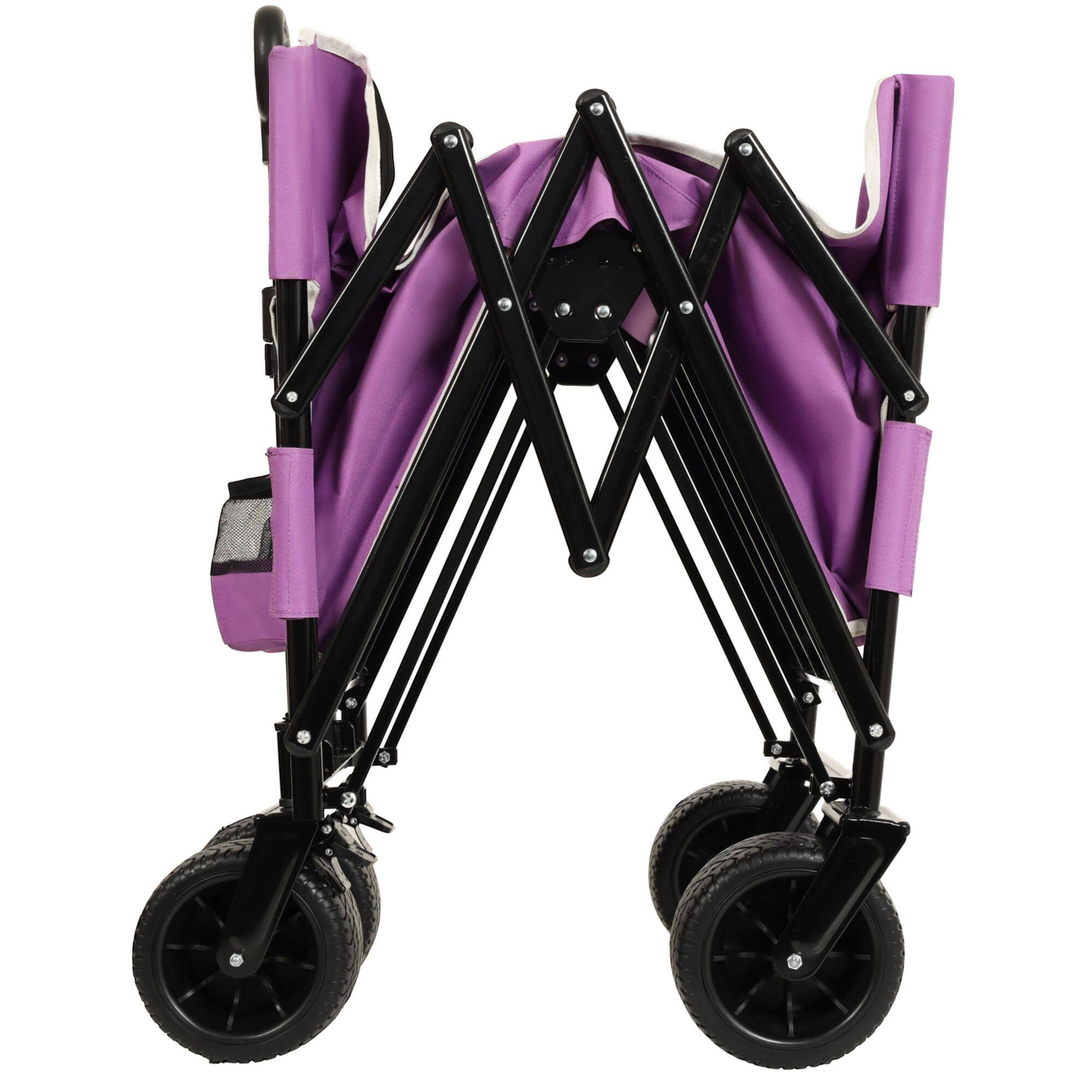 Alt View 8. Loheer - Loheer Folding Wagon Cart Heavy Duty Collapsible Utility Wagon with Seat All Terrain Wheels for Beach Camping Purple.