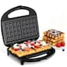 OSTBA - 750W Waffle Maker, Non-Stick Belgian Waffle Machine with Indicator Lights, Perfect for Breakfast and Snacks - Black