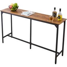Front. VEVOR - Bar Table, 1PCS 53″ Kitchen Bar Table, Tall Dining Tables with Rounded Edge, Rectangular High Top Kitchen Tables - Brown+Black.