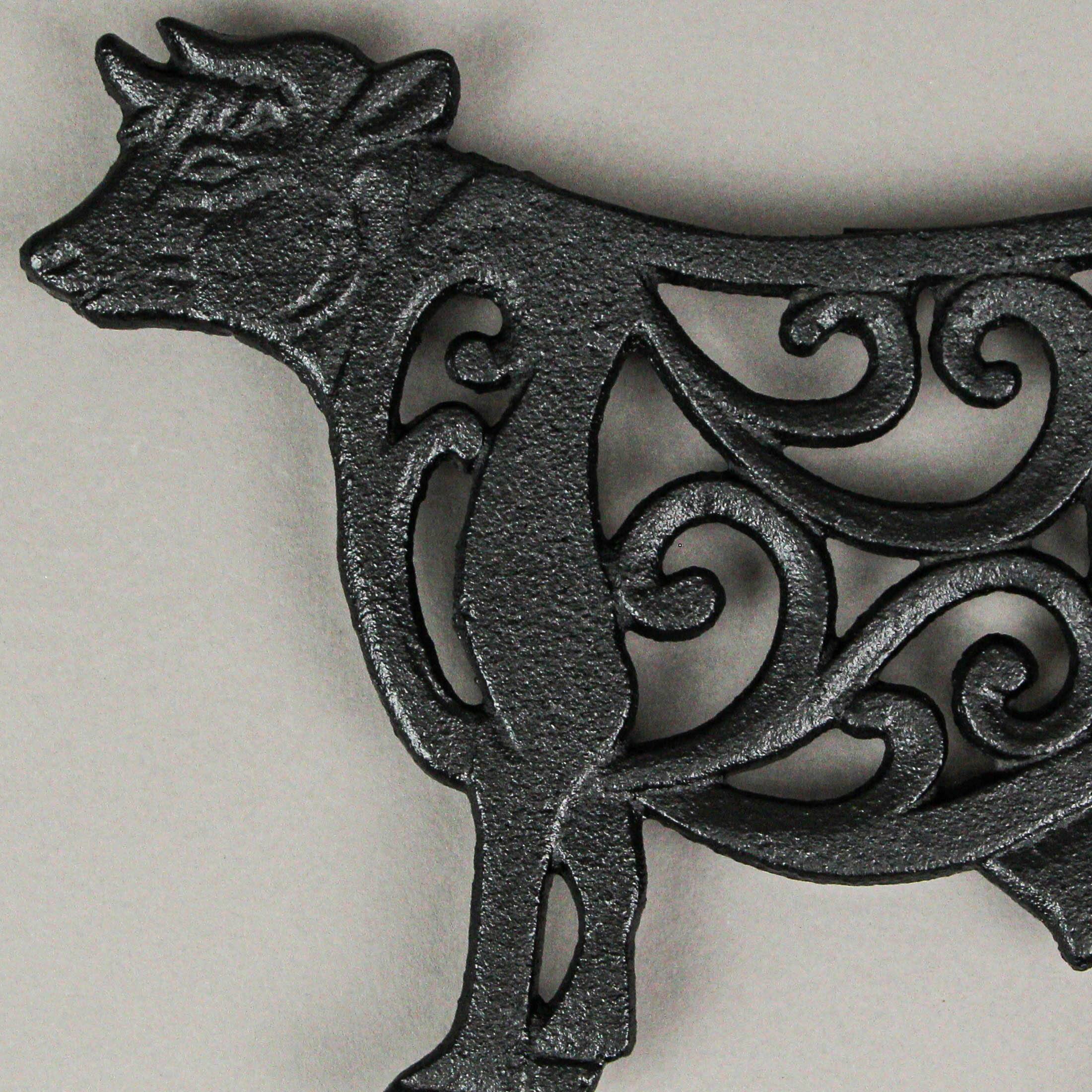 Alt View 10. Zeckos - Set of 3 Black Cast Iron Farm Animal Kitchen Trivets Decorative Wall Hanging Art - Black.