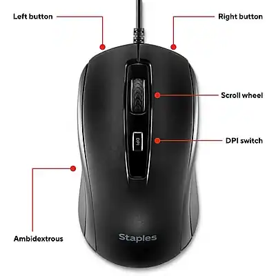 Staples TECH Ambidextrous Optical USB Mouse Wired Black ST62598 - Best Buy