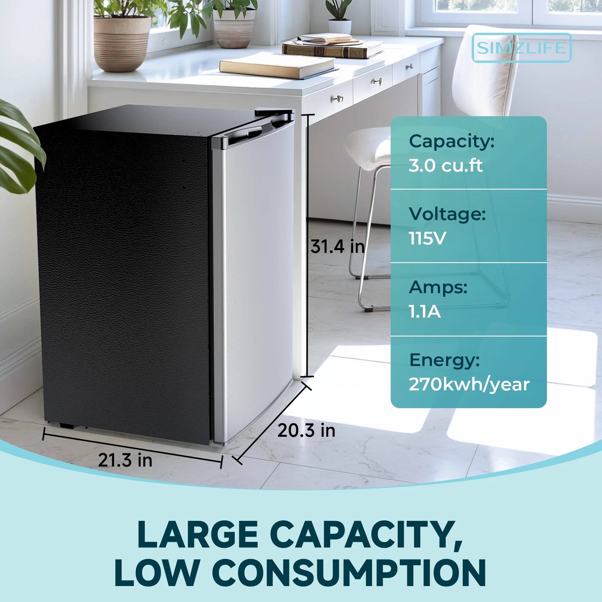 SIMZLIFE Compact Single Door Upright Freezer 3.0 Cu.ft Capacity