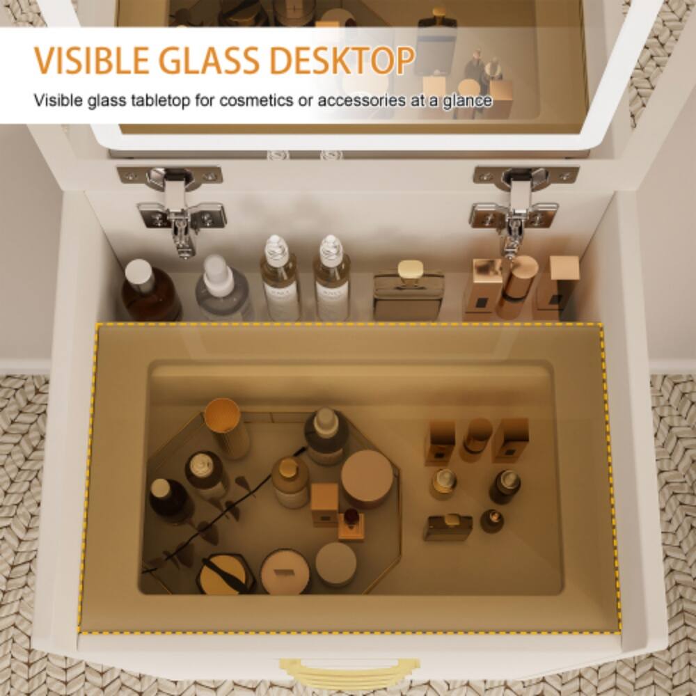VISIBLE GLASS DESKTOP  
Visible glass tabletop for cosmetics or accessories at a glance