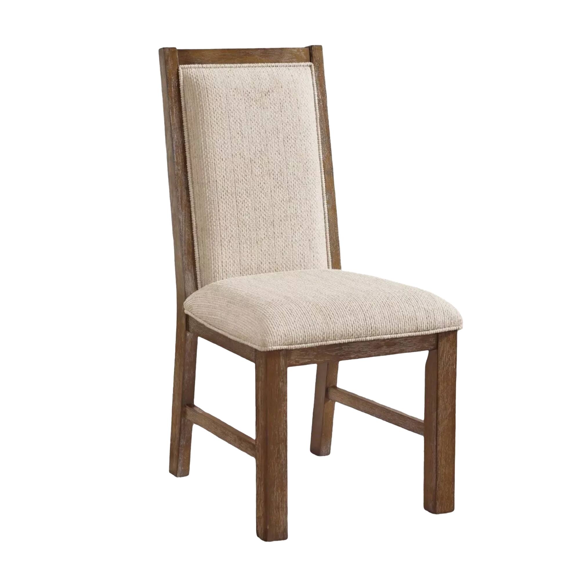 Alt View 2. Manhattan Lane - Lovi 7pc Dining Table and Chair Set, Beige Fabric, Rustic Oak Brown - Oak Brown, Beige.