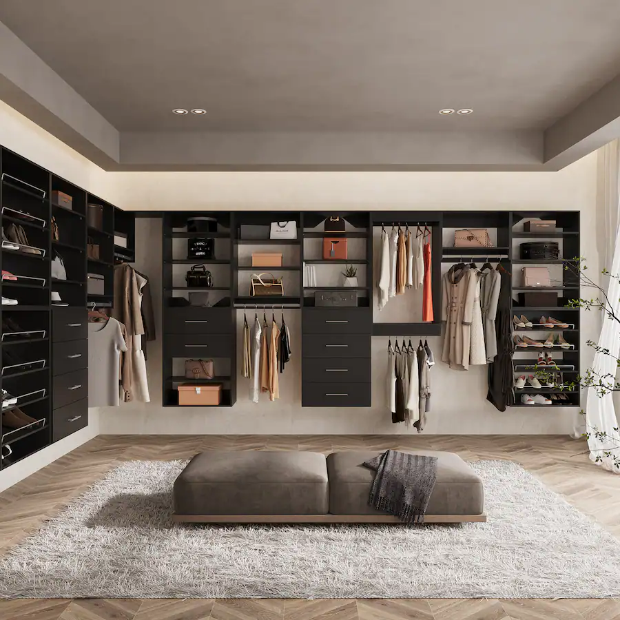 Roomtec 84 in Black Modular Closet System Unit Customizable Wall ...