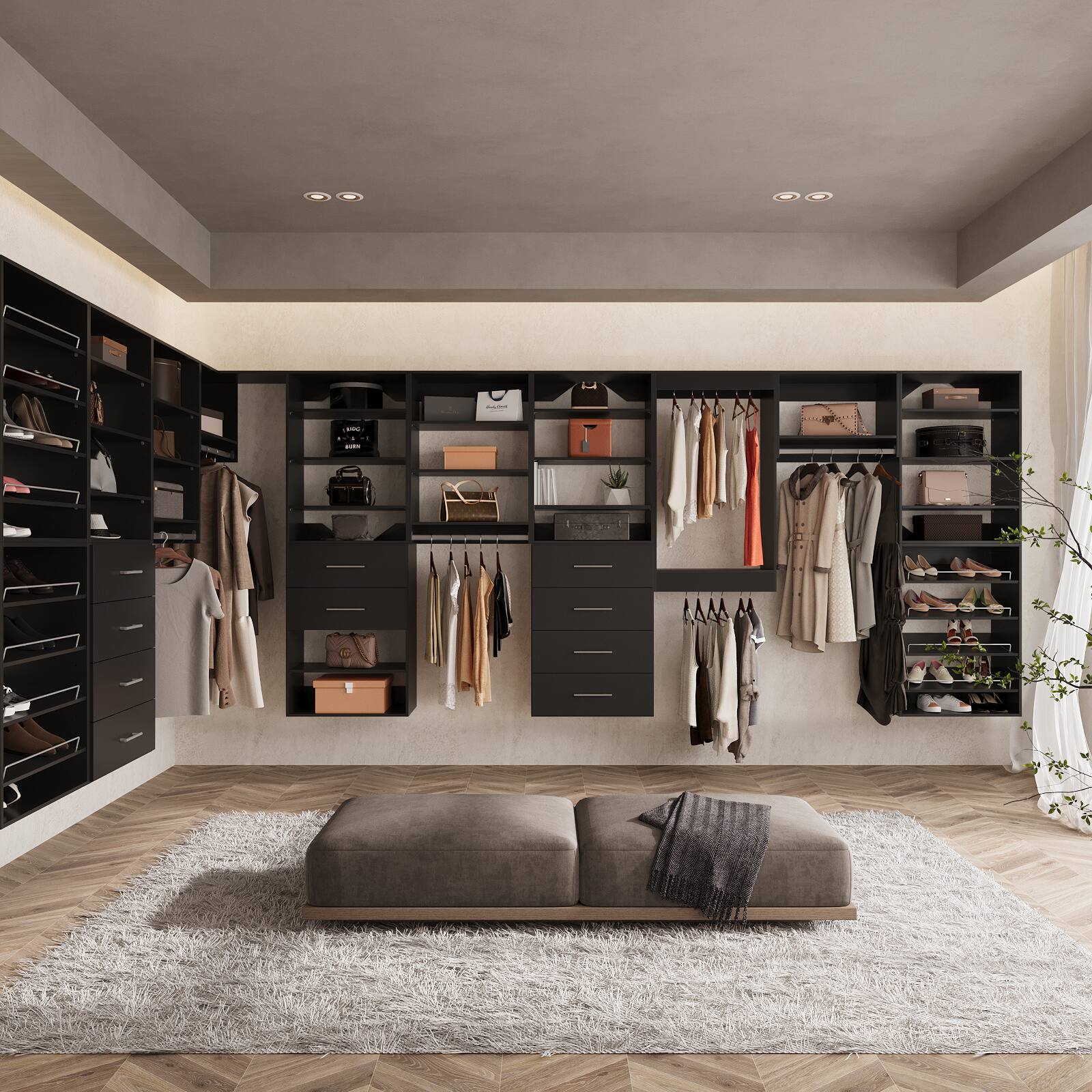 Alt View 2. Roomtec - Roomtec 25.5 in Black Modular Closet System Unit-Customizable Wall Mounted Walk-In Closets for Bedroom or Walk-in Closet - Black.