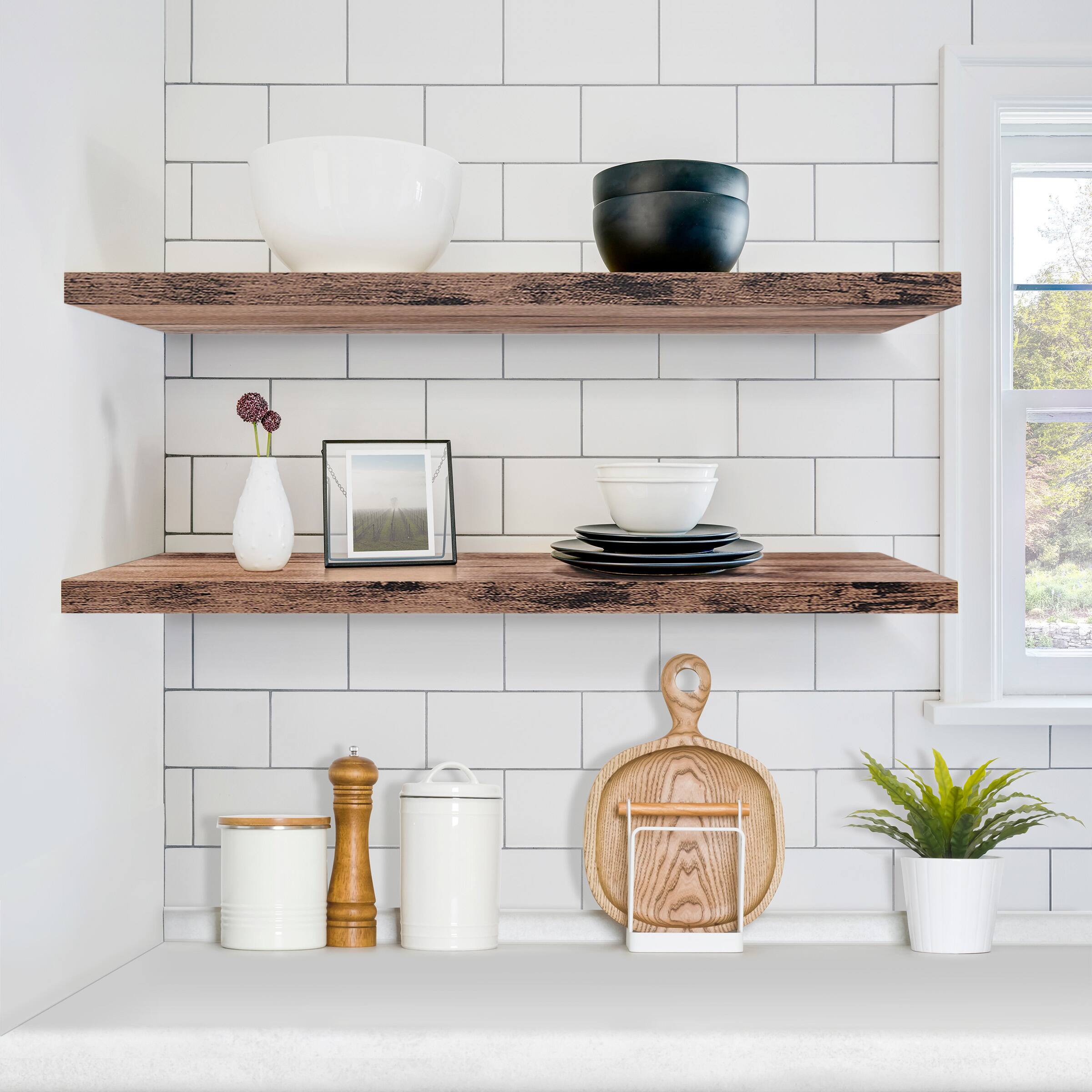 Alt View 1. Sorbus - 2 Pack (35"x9") Sorbus Floating Wall Shelves for Bedroom, Decor, Kitchen, Living Room - for Trophies, Frames, Bookshelf - Mahogany.