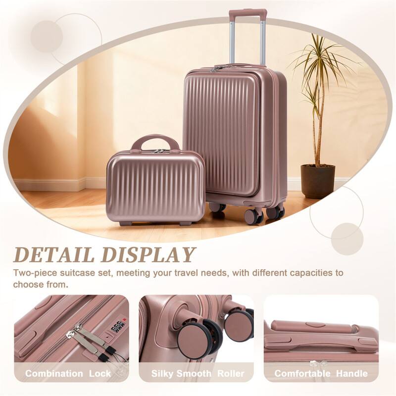 DETAIL DISPLAY  
Two-piece suitcase set, meeting your travel needs, with different capacities to choose from.  

- Combination Lock  
- Silky Smooth Roller  
- Comfortable Handle