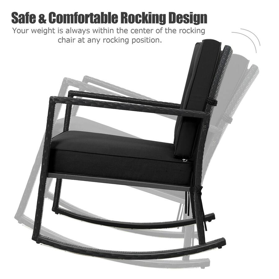 Gymax 2PCS Outdoor Wicker Rocking Chair Patio Rattan Single Chair ...