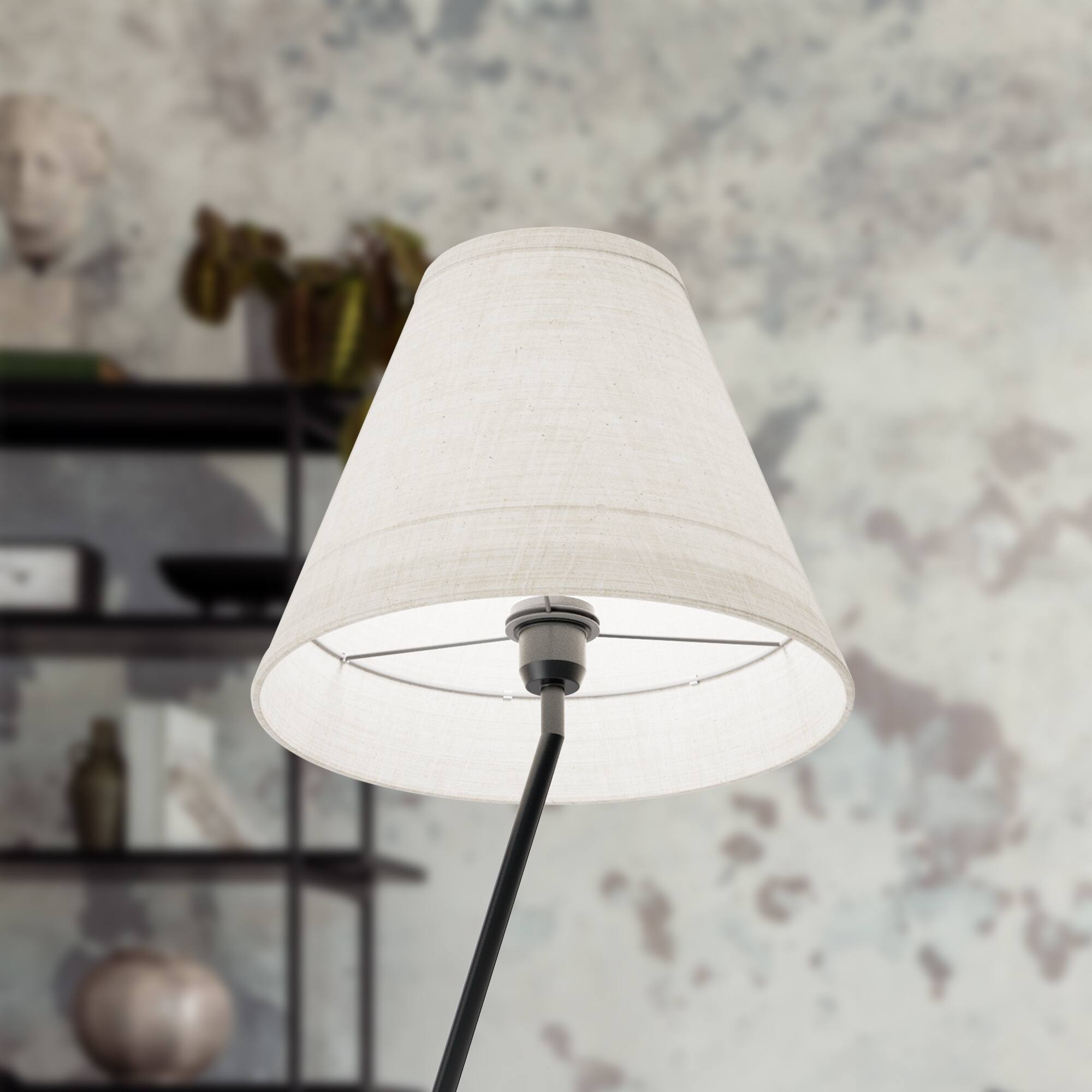 Angle. Infibrite - Angular Base 23 Inch Table Lamp with Conical Shade, E26 Bulb Compatible - White.