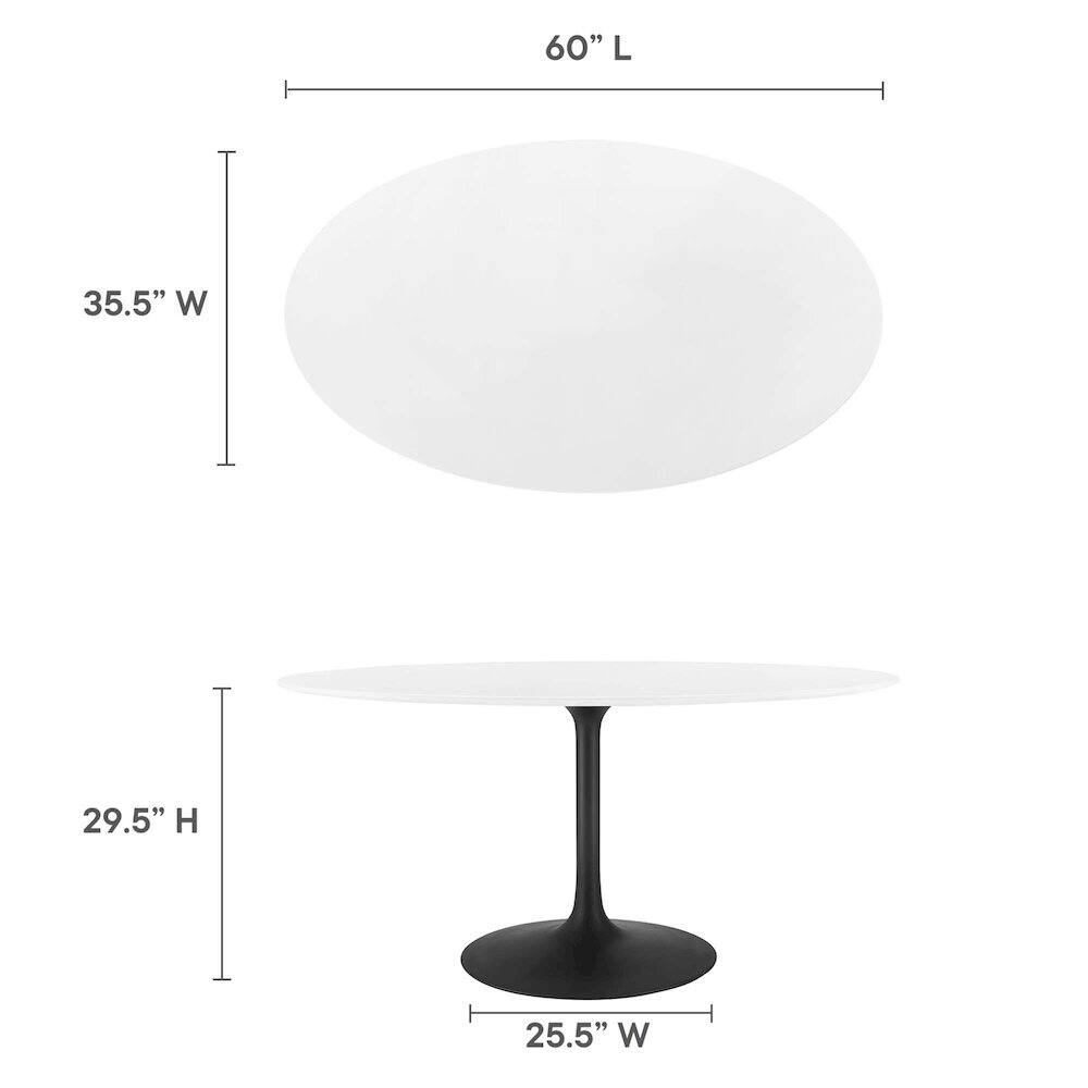 60" L x 35.5" W x 29.5" H x 25.5" W