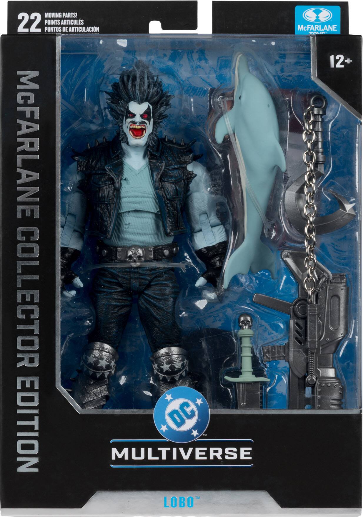 MOVING PARTS!  
22 POINTS ARTICULATIONS  
PUNTOS DE ARTICULACIÓN  

McFARLANE TOYS  
12+  

McFARLANE COLLECTOR EDITION  
DC - MULTIVERSE  
LOBO