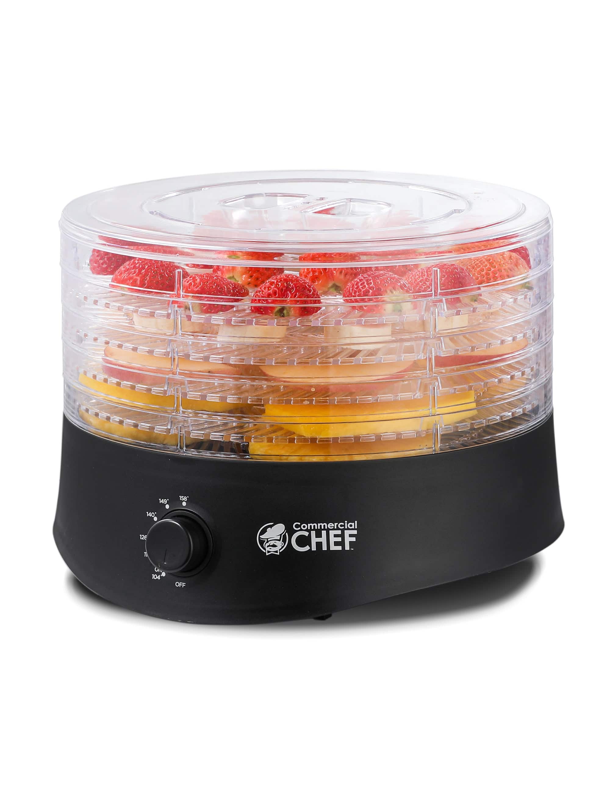 Commercial Chef - Food Dehydrator, Five 9.25” Plastic Trays, CCD100B6 - Black