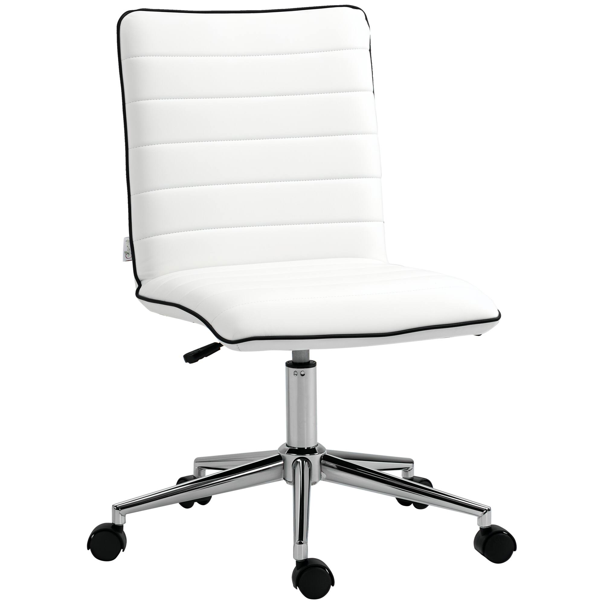 Front. Anysun - Anysun Armless Rolling Adjustable Height Mid-Back Thick Ribbed PU Leather padding Desk Chair - White.