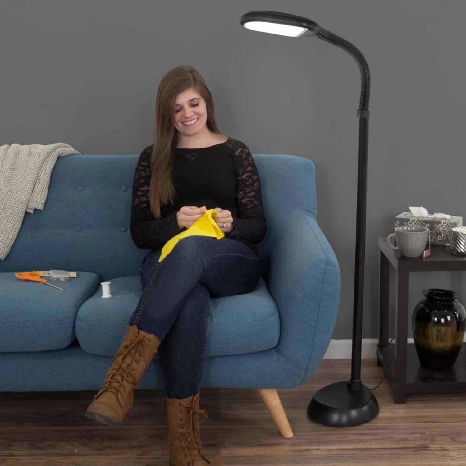 Alt View 2. Home Collection - Natural Full Spectrum Sunlight Reading Floor Lamp – 6 Ft Tall with Bendable Neck.