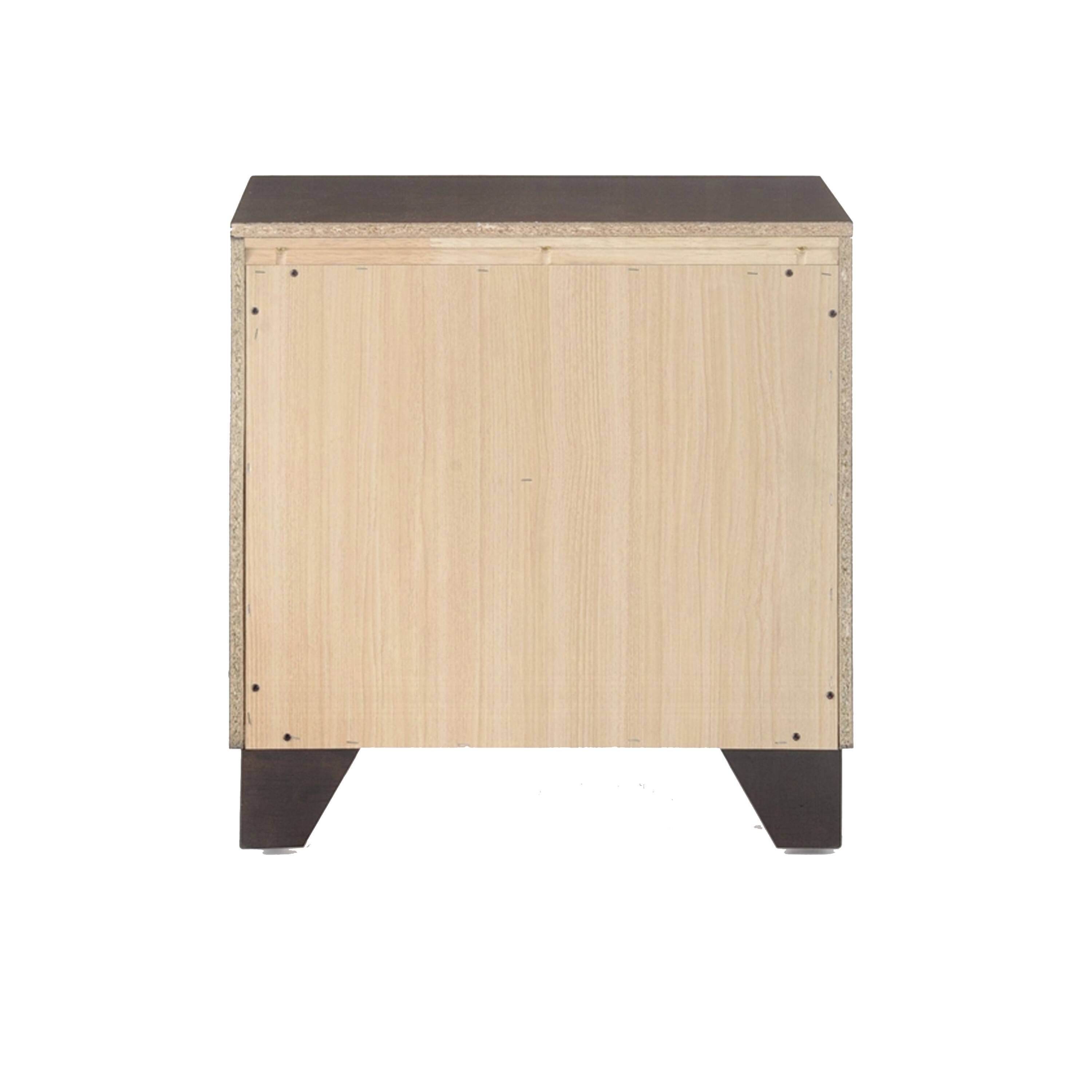 Alt View 3. Manhattan Lane - Wooden Night Stand with Two Drawer - Brown.