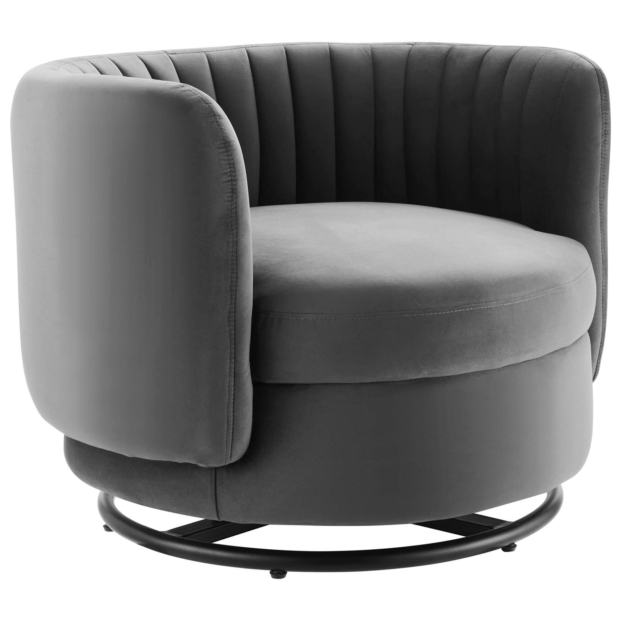 Angle. Modway - Embrace Tufted Performance Velvet Swivel Chair by Modway - Black Gray.