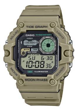 Casio - Illuminator Digital Graph Moon Phase Resin Strap Quartz WS-1700H-5AV 100M Men's Watch - beige