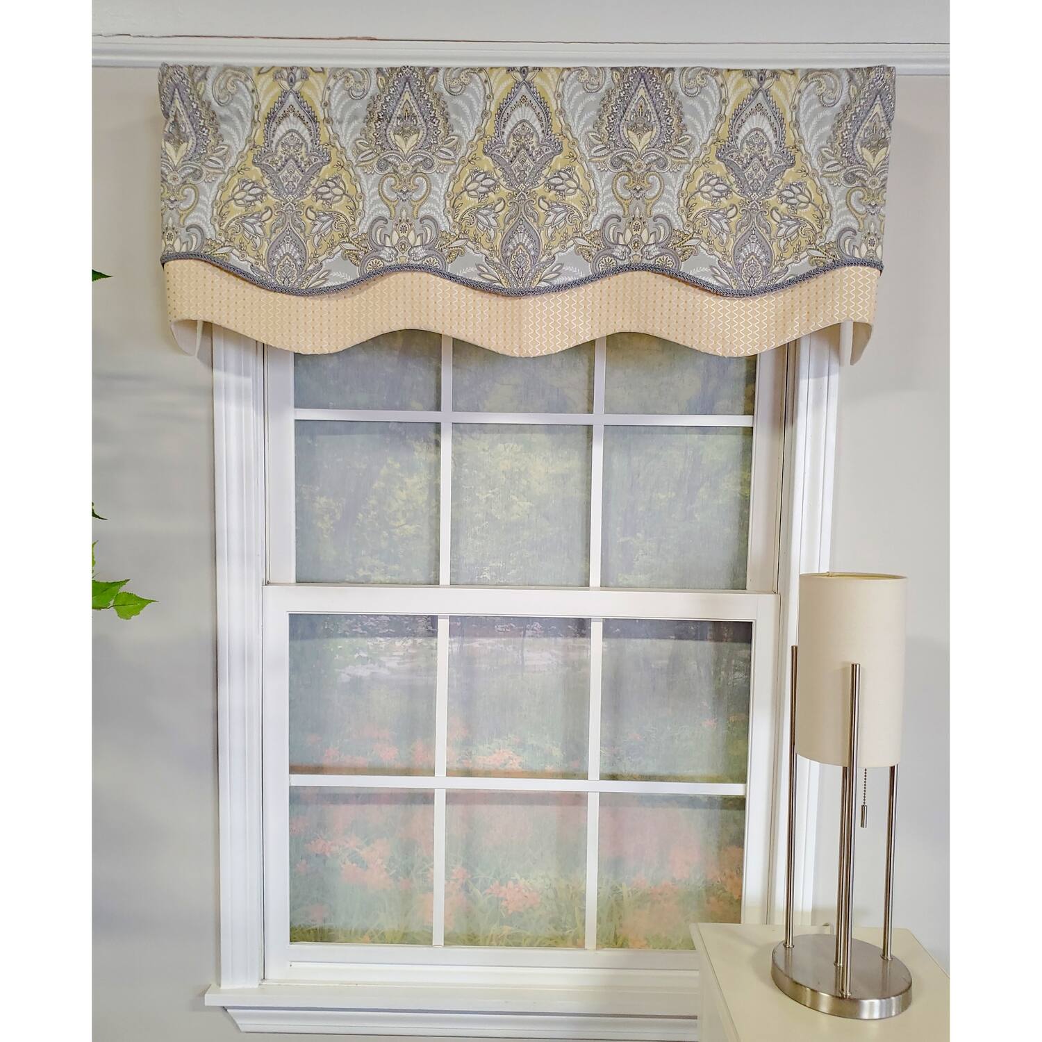 Angle. RLF Home - RLF Home 3" Rod Pocket High Quality Fabric Nobility Glory Valance for Windows 50" x 16" Gary - Gary.
