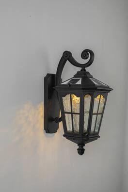 Akoasm - Black Outdoor Solar Wall Light Amen Style Wall Lamps Corridor Aisle Light, IP65 Waterproof for Garden Patio Balcony