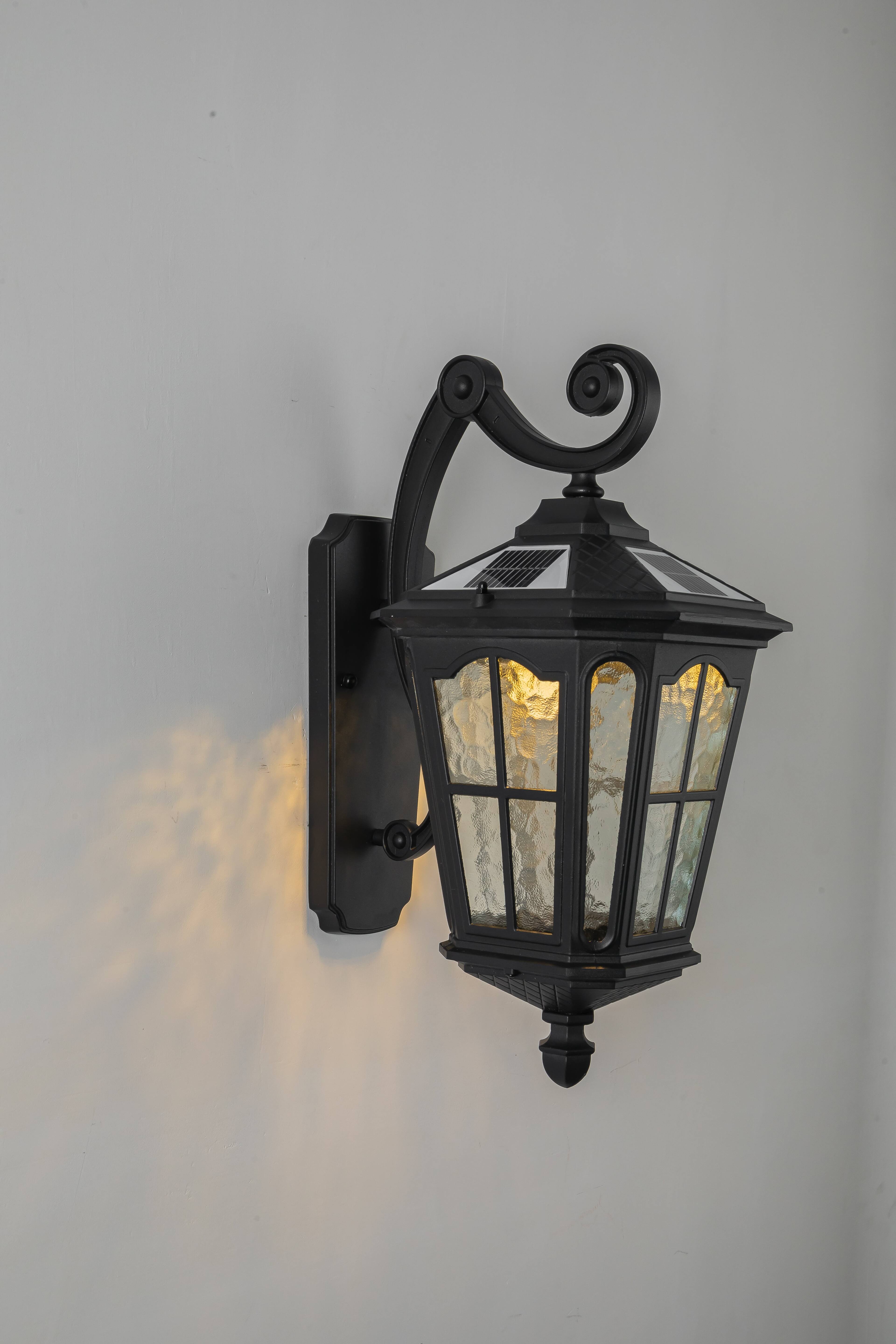 Front. Akoasm - Black Outdoor Solar Wall Light Amen Style Wall Lamps Corridor Aisle Light, IP65 Waterproof for Garden Patio Balcony.