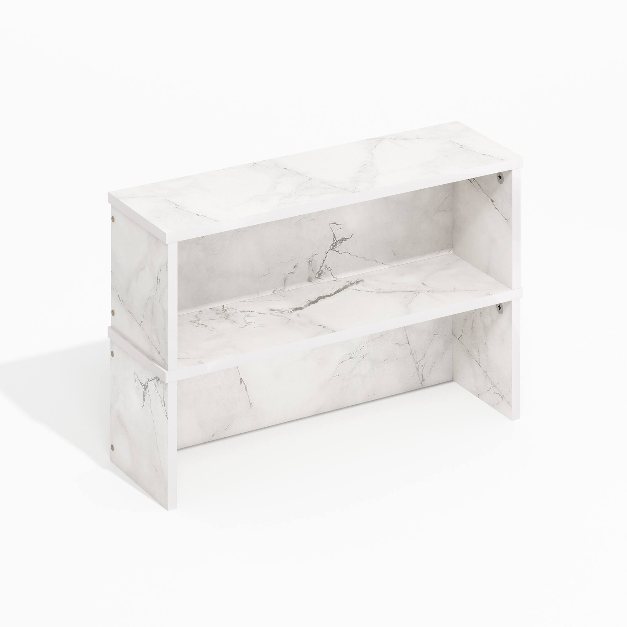 Furinno - Helena 18-Inch Kitchen Counter Stackable Organizer Shelf, Set of 2 - Light Marble