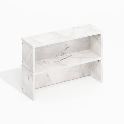 Front. Furinno - Helena 18-Inch Kitchen Counter Stackable Organizer Shelf, Set of 2 - Light Marble.