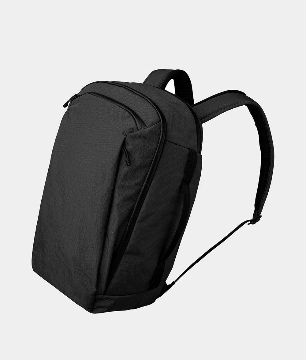 Front. ALPAKA - Traverse Backpack Laptop Backpack for Men, Backpack with Laptop Compartment (16"), Clamshell Travel Pack, Bottle Sleeve - Black Axoflux 400D Ripstop Nylon.