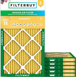 Filterbuy - 12.25x24.25x1 MERV 11 Pet & Allergy Defense, Electrostatic Pleated HVAC AC Furnace Air Filters Replacement (6-Pack) - Gold