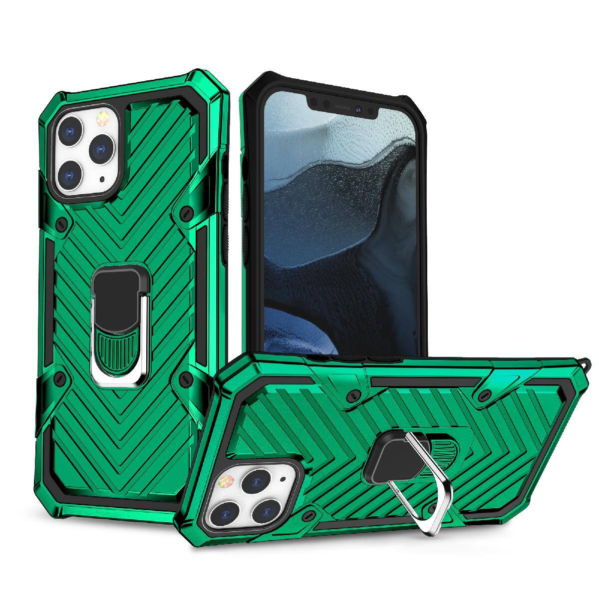 Front. Reiko - Iphone 12 Mini Kickstand Anti-Shock And Anti Falling Case In Green - Green.