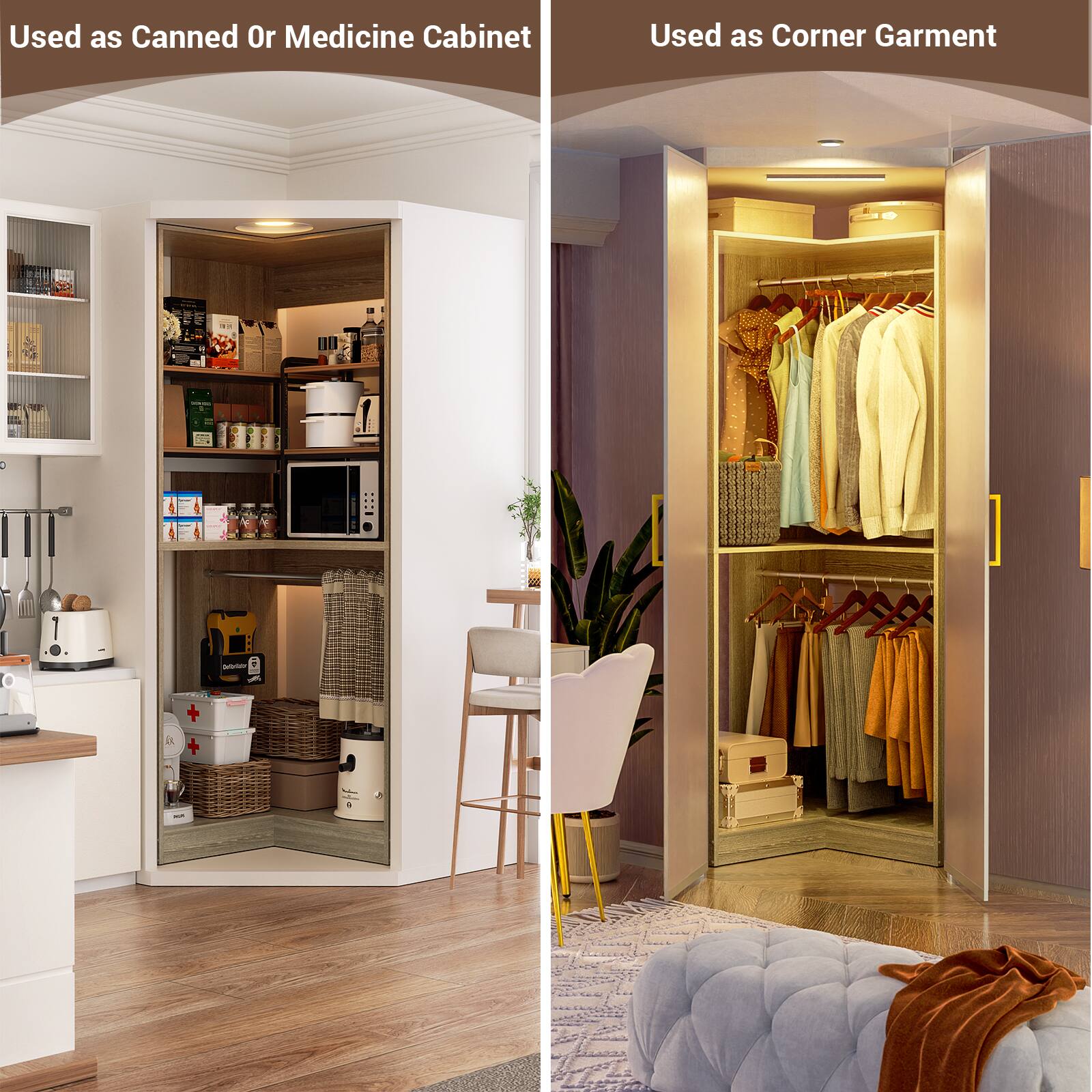 Used as Canned Or Medicine Cabinet  
Used as Corner Garment