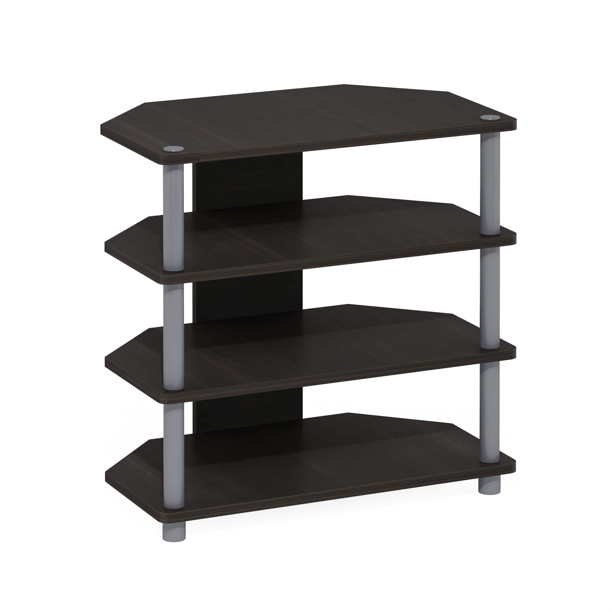 Furinno - Econ Easy Assembly 4-Tier Petite TV Stand - Espresso/Grey