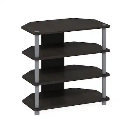 Front. Furinno - Econ Easy Assembly 4-Tier Petite TV Stand - Espresso/Grey.