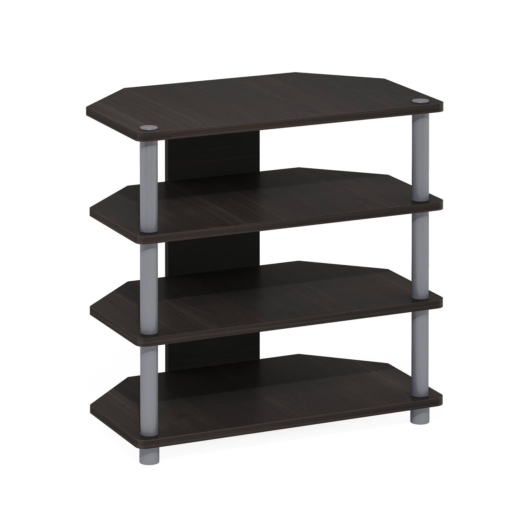 Front. Furinno - Econ Easy Assembly 4-Tier Petite TV Stand - Espresso/Grey.