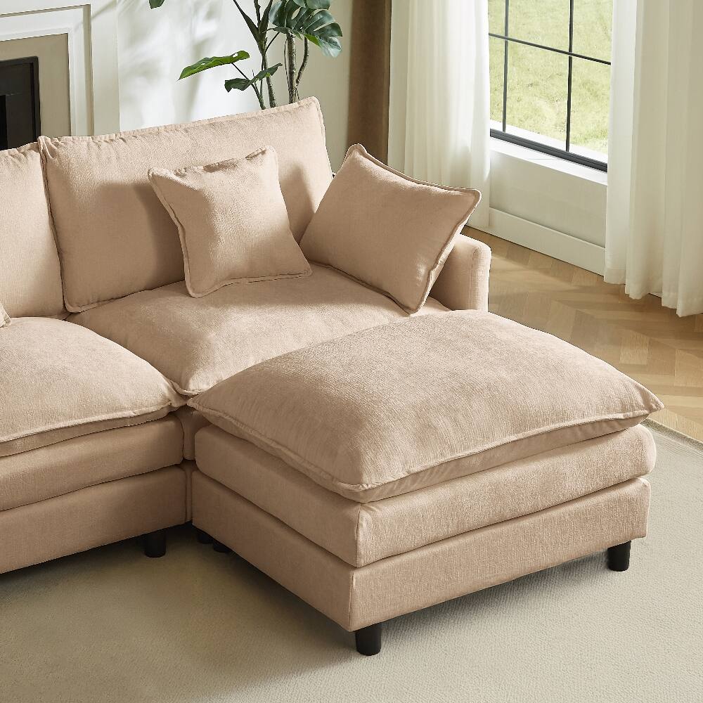 Alt View 1. Loheer - Loheer Modular Sectional Sofa 110 Inch L Shaped Cloud Couch - Coffee.