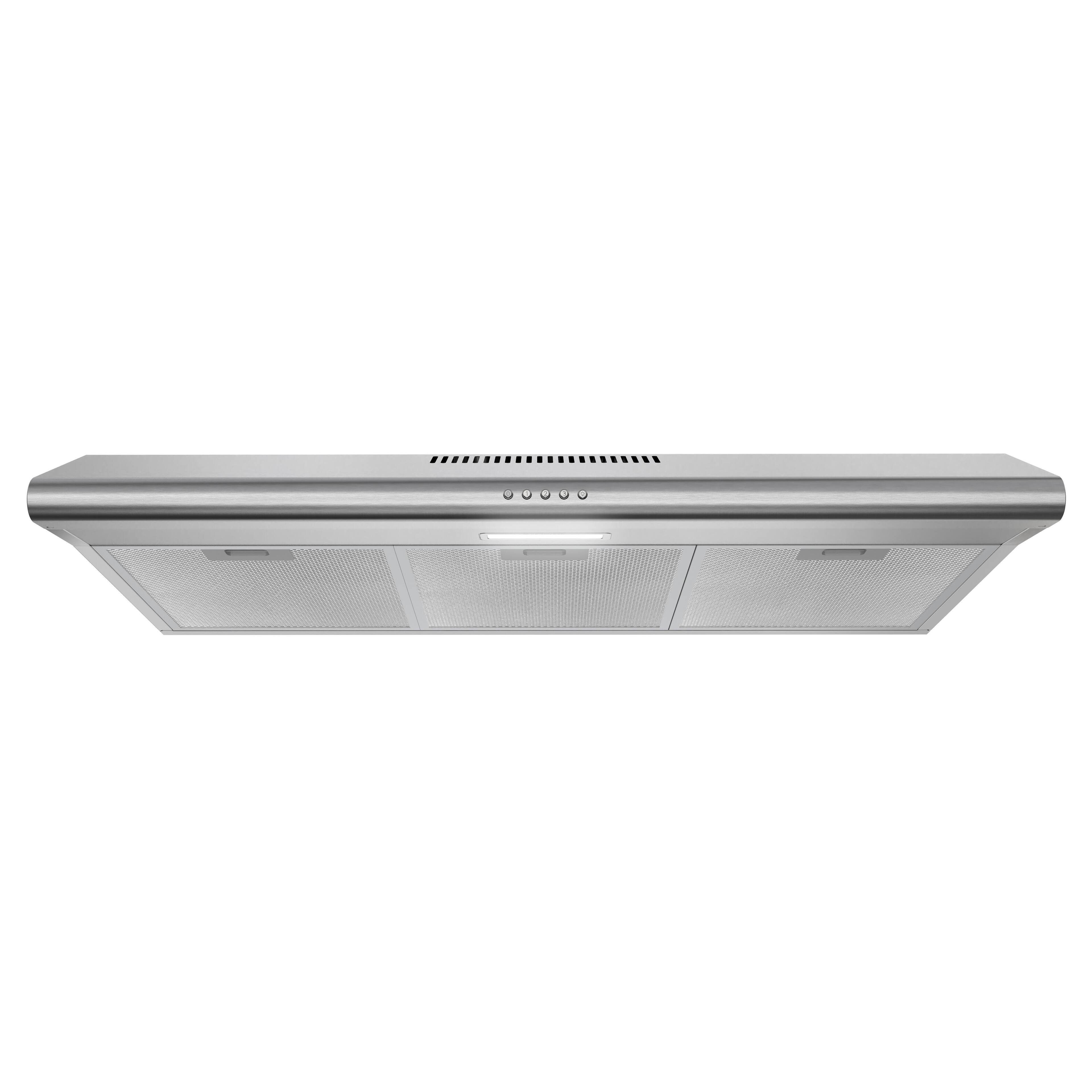 Angle. Streamline - 36 in. Chieti Ducted Undermount 80 CFM Range Hood, Mesh Filters, Push Button Control, LED Light - Brushed Stainless Steel.