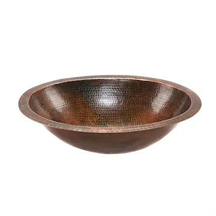 Front. Hivvago - Oval Hammered Copper Bathroom Vessel Sink 17 x 12 inch - Copper.
