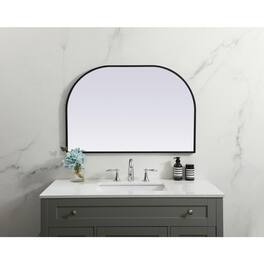 Elegant Decor - Metal Frame Arch Mirror 36x24 Inch - Black