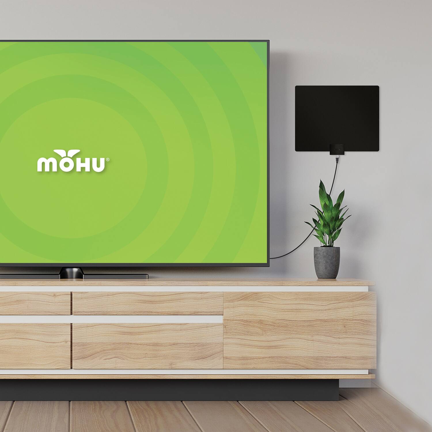 Alt View 4. Mohu - Leaf Plus Paper-Thin Indoor TV Antenna, Amplified, UHF VHF, 60-Mile Range, Multi-Directional, 4K 8K UHD, NEXTGEN TV - Black/White.