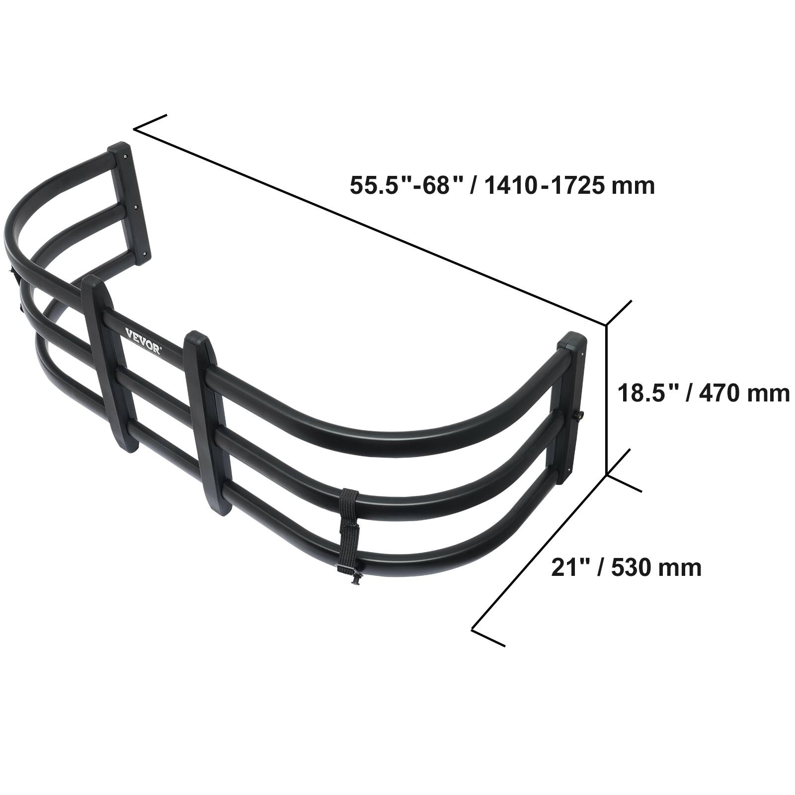 55.5"-68" / 1410-1725 mm  
18.5" / 470 mm  
21" / 530 mm