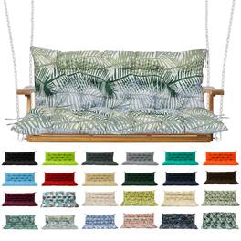 Chateau Abodes - Outdoor Replacement Seat Cushions for 2-3 Person Swing & Bench, Waterproof Sofa Pads with Backrest for Patio Furniture - Bamboo Leaves-40x60in
