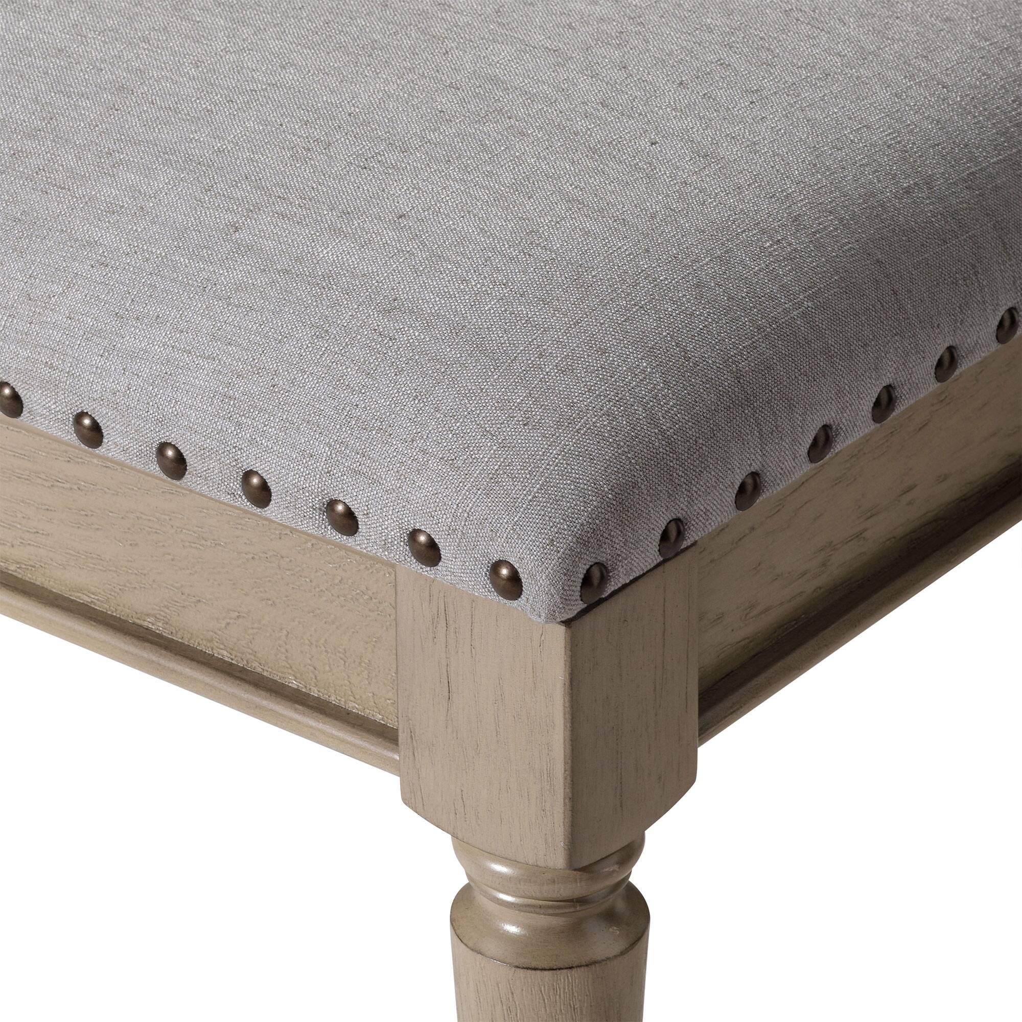 Alt View 7. Maven Lane - Maven Lane Elizabeth Traditional Upholstered Wooden Bench, Antiqued Grey Finish - Antiqued Grey.